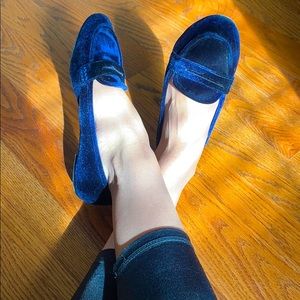 ZARA velvet blue indigo loafers/flats